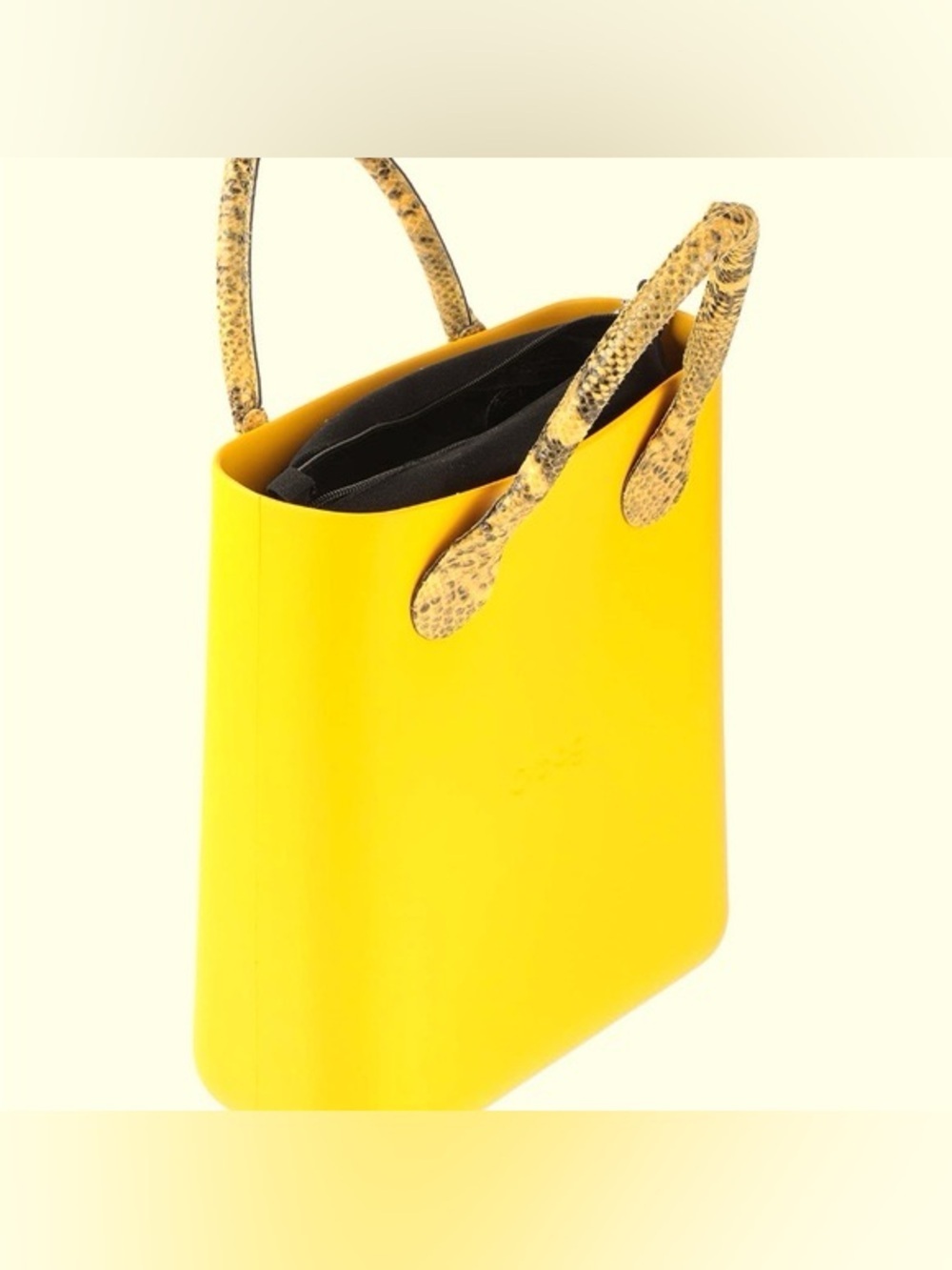 O Bag Yellow with Python Short Handles Made in Italy.